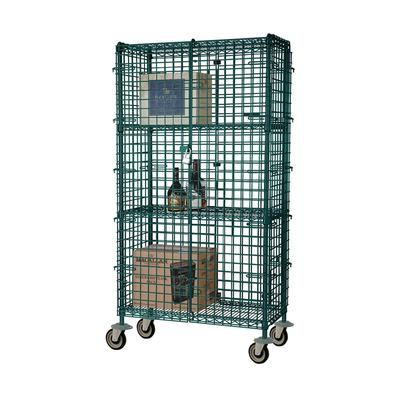 Focus FMSEC24363GN 36" Mobile Security Cage, 24"D, Green Epoxy, 36" x 24" x 63"