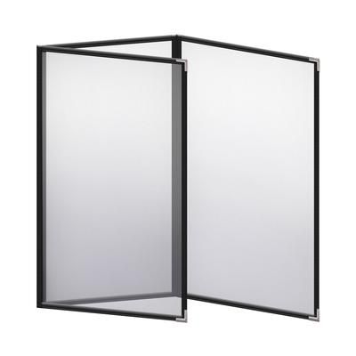 Risch TET8.5X14 DS 04 MF CRN-D Triple Pocket Vinyl Menu Cover, 8 1/2"W x 14"H, Black Leatherette