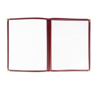 Risch TETB8.5X11 DS 08 Triple Pocket Vinyl Menu Cover, 8 1/2"W x 11"H, Maroon Leatherette, Red
