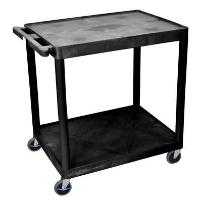 Luxor HE38-B 2 Level Polymer Utility Cart w/ 400 lb Capacity - Raised Ledges, Black