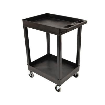 Luxor SEC11HD-B 2 Level Plastic Utility Tub Cart w/ 500 lb Capacity, Raised Ledges, Black