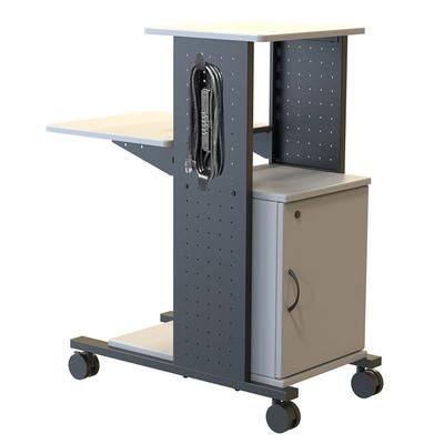Luxor WPS4CE 40" 4 Level Presentation Station w/ 110 lb Capacity & Locking Cabinet - Steel/Laminate, Black/Gray