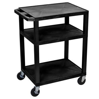 Luxor WT34E 34" 3 Level A/V Utility Cart w/ 300 lb Capacity - Plastic, Black