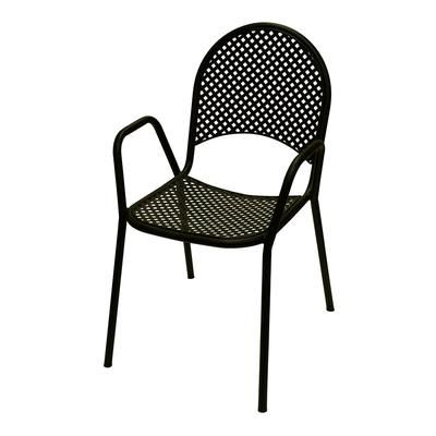 American Tables & Seating 90B Indoor/Outdoor Armchair - Metal, Black, Powder Coated Black