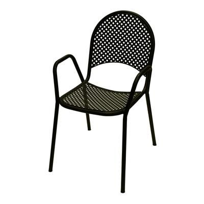 American Tables & Seating 90B Indoor/Outdoor Armchair - Metal, Black, Powder Coated Black