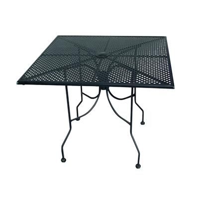 American Tables & Seating ALM3636 36" Square Outdoor Table w/ Umbrella Hole - Aluminum, Black, Open Mesh Top