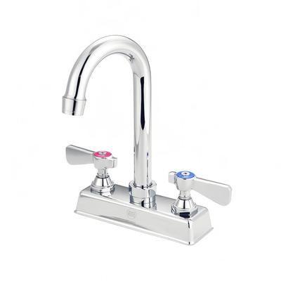 FLO FLO-420 Deck Mount Faucet - 3 1/2" Gooseneck Spout, 4" Centers, Chrome