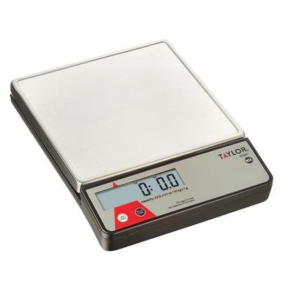 Taylor TE22FT Digital 22 Lb. Portion Control Scale, SS Platform, Tare, Dual Powered, Stainless Steel