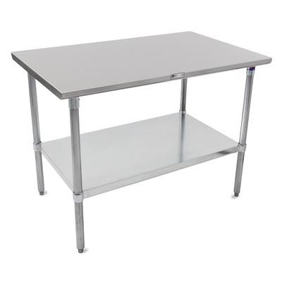John Boos ST6-3036GSK-X 36" 16 ga Work Table w/ Undershelf & 300 Series Stainless Steel Flat Top, Galvanized Base, Adjustable Undershelf
