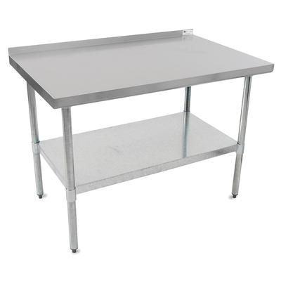 John Boos UFBLG9618 96" 18 ga Work Table w/ Undershelf & 430 Series Stainless Steel Top, 1 1/2" Backsplash, Galvanized Undershelf