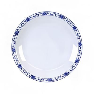 Thunder Group 1015TB 14 3/8" Round Lotus Plate - Melamine, White/Blue