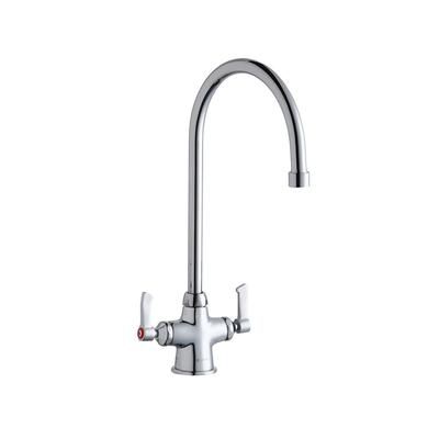 Elkay LK500GN08L2 Deck Mount Double Pantry Faucet w/ 8" Gooseneck Swing Spout & 2" Lever Handles, Silver