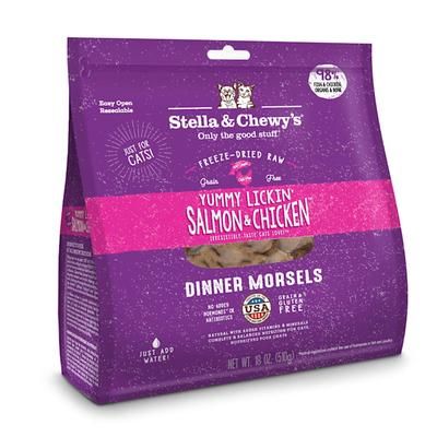Freeze-Dried Raw Dinner Morsels Protein Rich Yummy Lickin' Salmon & Chicken Recipe Dry Cat Food, 18 oz.