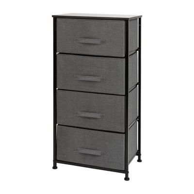 Flash Furniture WX-5L203-X-BK-GR-GG 17 3/4"W Storage Organizer w/ 4 Dark Gray Fabric Drawers, Black Cast Iron Frame
