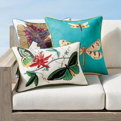 New York Botanical Garden Bugs Indoor/Outdoor Pillow - Garden Green Birdwing (14" x 21") - Frontgate