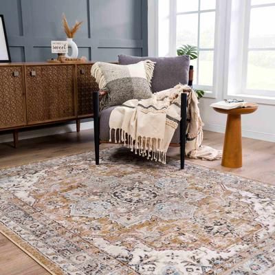 Albie 5'3" x 7' Gold/Beige Area Rug - Hauteloom