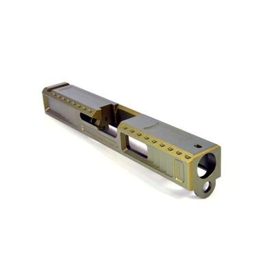 Gun Cuts Viper Slide for Glock 19 No Optic Cut Leprechaun Gold GC-G19-VIP-LGO-NO