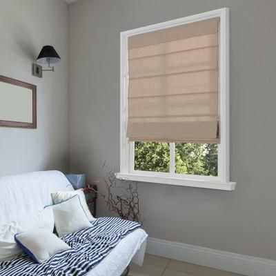 Wide Width Cordless Light Filtering Fabric Roman Shades by Whole Space Industries in Linen (Size 33" W 64" L)