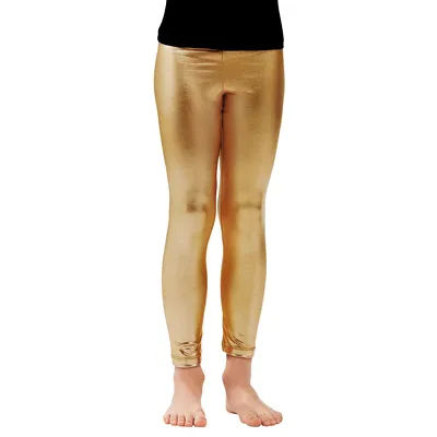 Leggings lamé extensible pour enfants, doré