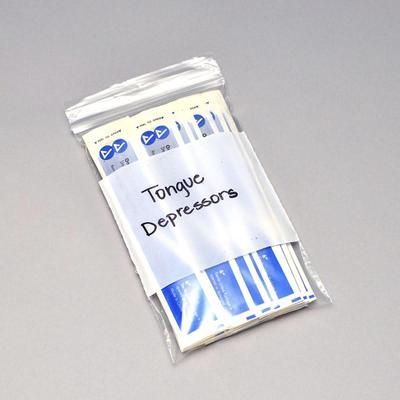 LK Packaging F40305W Zipper Seal Top Bag w/ Write-On Block - 5"L x 3"W, 4 mil LDPE, Clear