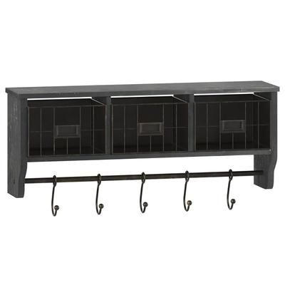 Flash Furniture HFMHD-GDI-CRE8-112315-GG Wall Mount Storage Rack w/ Wire Baskets, 23 1/2" x 9 1/4", Pine Wood, Black