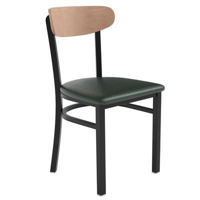 Flash Furniture XU-DG6V5GNV-NAT-GG Dining Chair w/ Solid Back & Green Vinyl Seat - Steel Frame, Black