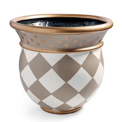 Zara Painted Pot Planter - Taupe & White - Grandin Road