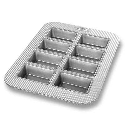 USA Pan 25100 Mini Loaf Pan, Makes (8) 3 7/8" x 2 1/2" Loaves, AMERICOAT Glazed 22 ga Aluminized Steel, Silver, Pack of 6