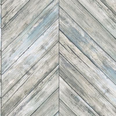 Peel And Stick Wallpaper by RoomMates in Herringbone Wood Blue