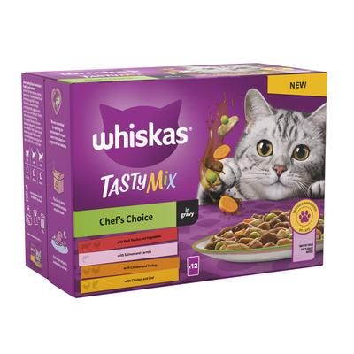 48x85g Chef's Choice in Gravy 1+ Whiskas Tasty Mix Wet Cat Food