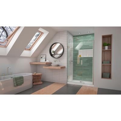 Dreamline DreamLine Unidoor-LS 47 - 48 inch W x 72 inch H Frameless Hinged Shower Door in Brushed Nickel SHDR-2047722-04