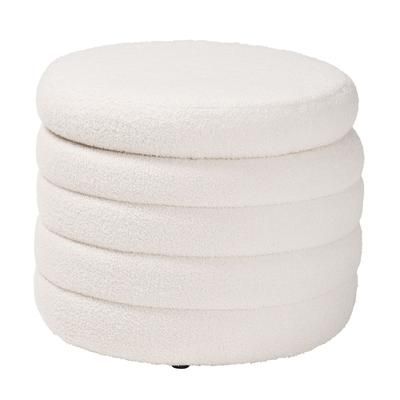Tabitha Modern And Contemporary Ivory Boucle Upholstered Storage Ottoman by Baxton Studio in Ivory