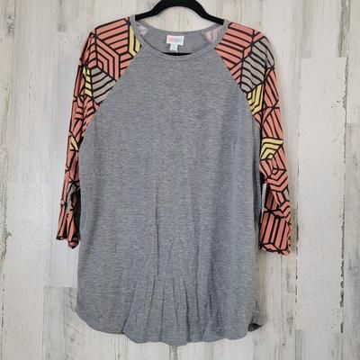 Lularoe Tops | Lularoe Randy 2xl Gray Body, Salmon, Gray, Yellow, Black Sleeves | Color: Gray/Yellow | Size: 2x