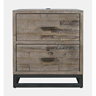 "East Hampton Modern Coastal 25" Distressed Acacia Nightstand with USB Charging - Jofran 2260-90"