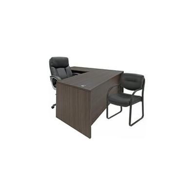 Office Desk & Chair Set for 8' x 8' Office - Charcoal Laminate