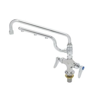 T&S B-0201-U12-CR Deck Mount Faucet - 12" Swing Spout, 10" Spray Arm, Stainless Steel