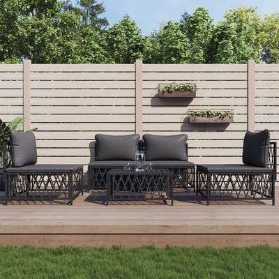 vidaXL Set Salotto da Giardino 5 pz con Cuscini in Acciaio Antracite