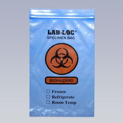 LK Packaging LAB20609BE Lab-Loc Reclosable 3-Wall Specimen Bags - 6" x 9", Polyethylene, Blue Tint, Case of 1000