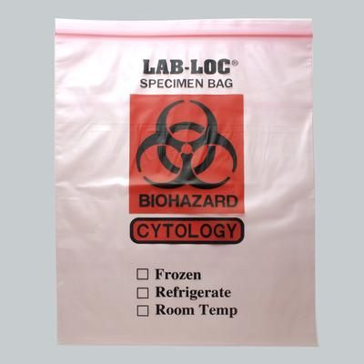 LK Packaging LAB221215CYT Lab-Loc Reclosable 2-Wall Specimen Bags - 12" x 15", Polyethylene, Pink Tint, Printed "Cytology", Case of 1000