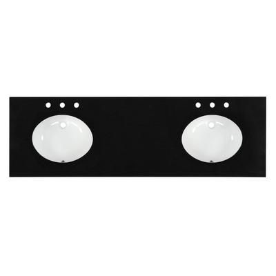 Randolph Morris 72 Inch Vanity Top with Oval Undermount Sinks RM72-8-BK