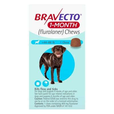 Bravecto 1-Month Chew For Large Dogs 44-88lbs (Blue) 1 Chew