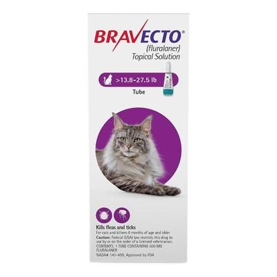 Bravecto Spot-On For Large Cats 13.8 Lbs - 27.5 Lbs (Purple) 500 Mg 2 Pack