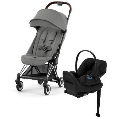 Cybex COYA Compact Stroller + Cloud G Lux SensorSafe Travel System Bundle - Chrome / Mirage Grey / M