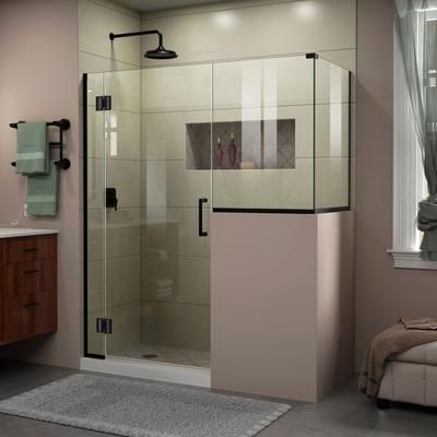 Dreamline DreamLine Unidoor-X 60 inch W x 36 3/8 inch D x 72 inch H Frameless Hinged Shower Enclosure in Matte Black E130243436-09