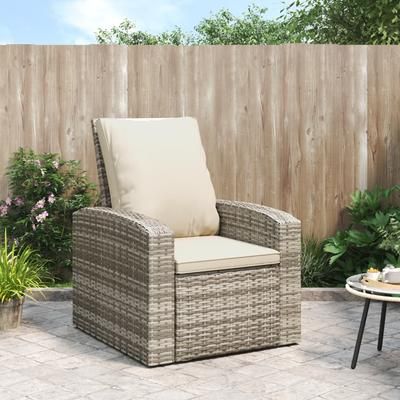 vidaXL Poltrona Reclinabile Giardino Cuscini Marrone Chiaro Polyrattan