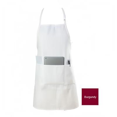 Chef Revival 601BAO-3-BG Bib Apron, 3 Compartment Pocket, Poly/Cotton, 28 x 30", Burgundy, Red