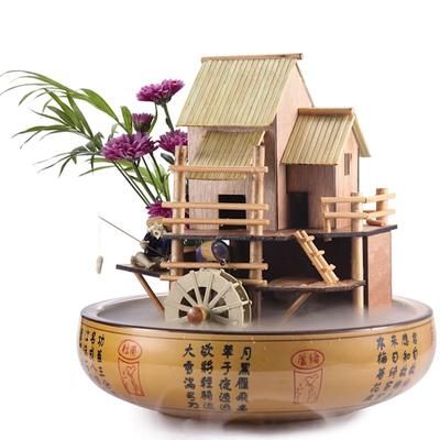 Lifegard Aquatics Bamboo House Fountain with Decorative Pot, Plant Holder and Quiet One 100 Pump, 10" L X 10" W X 8" H
