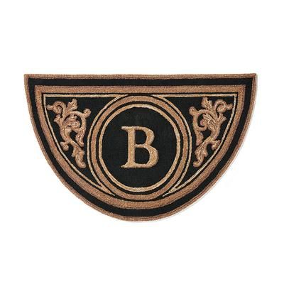 Wingate Monogrammed Half-Round Door Mat - Black, 30" x 48", A - Frontgate
