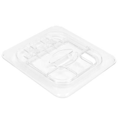 Cambro 60CWLN135 FlipLid Food Pan Cover - 1/6 Size, Notched, Hinged, Clear