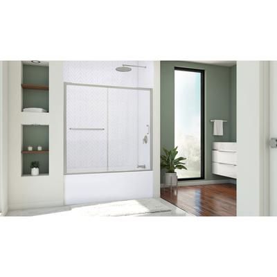 Dreamline DreamLine Infinity-Z 56 - 60 inch W x 60 inch H Semi-Frameless Sliding Clear Tub Door in Brushed Nickel with White Wall Kit DL-6992-04CL
